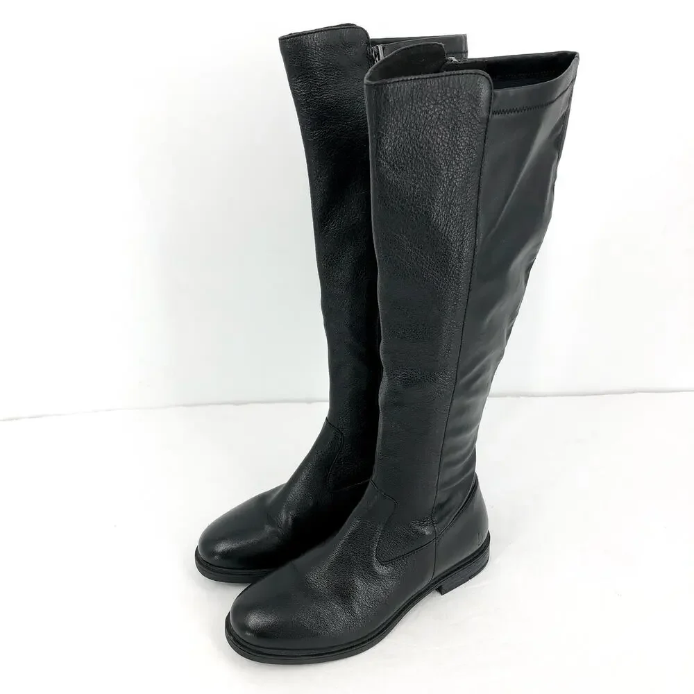 Hush Puppies Womens Jaylin Knee High Boots US 5.5 EU 36.5 Black Leather NWOB